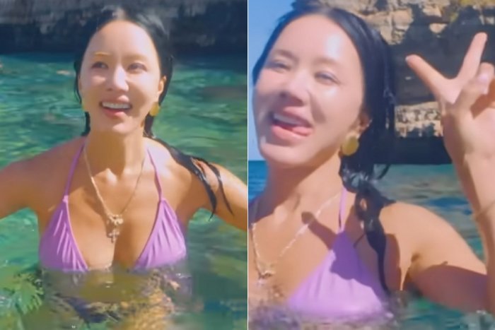 이탈리아 홀린 엄정화…비키니 입고 바다수영 만끽